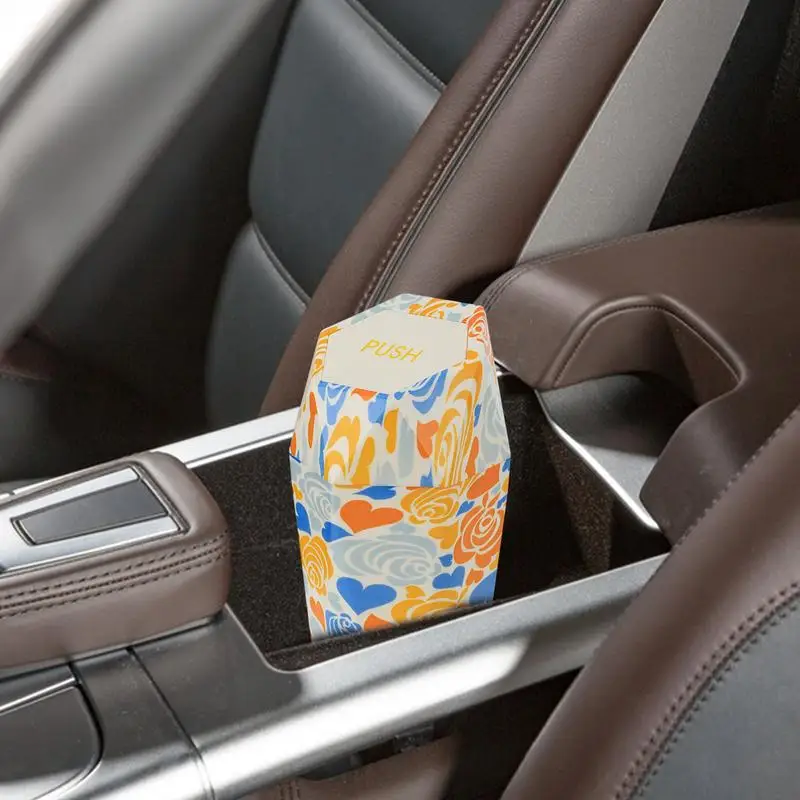 

Car Trash Can Mini Vehicle Garbage Bin Push Type Auto Garbage Storage Can Vehicle Garbage Dust Case Car Trash Bin With Lid