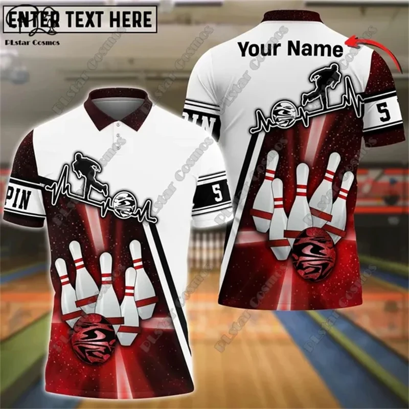 2024 Men's New Casual Bowling Customized Name 3D POLO Shirt Summer Flip Collar Button T-shirt Unisex Gift Indoor Sports Series 15 S5dfd6daffe8b4bf7a23fc8523e2b86a8u