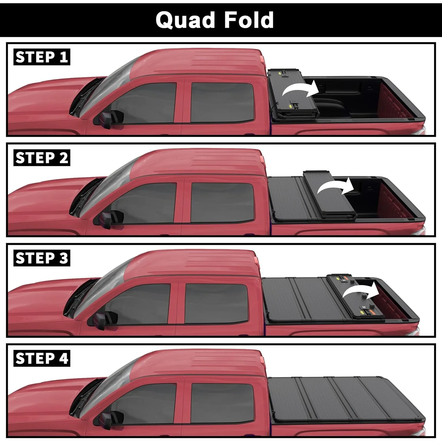 5.5FT Quad Fold Aluminum Tonneau 3