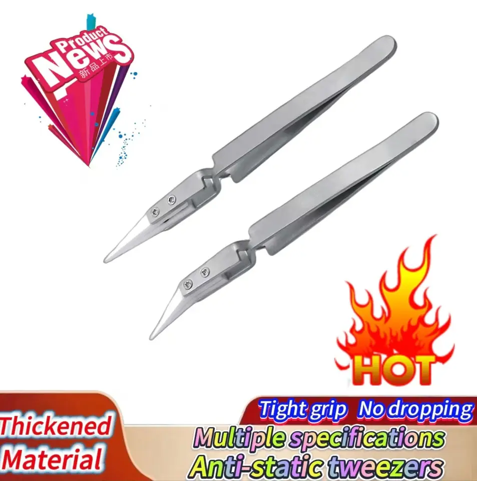 Stainless Steel Ceramic Tip Tweezers; High Temperature Resistant Tweezers; Reverse Tweezers; Anti-Magnetic and Anti-Acid Tweezer image 1