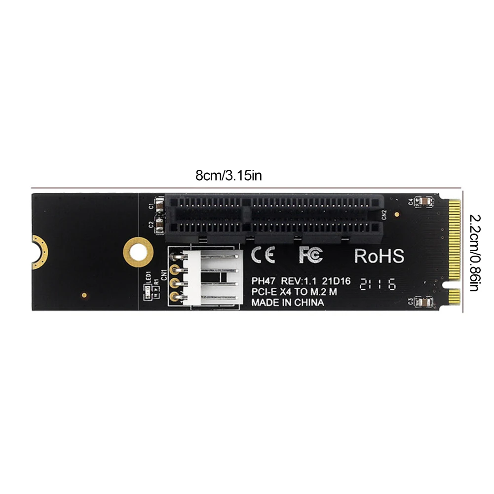 M2 To PCI-E 4X SATA Power Riser Adapter Card