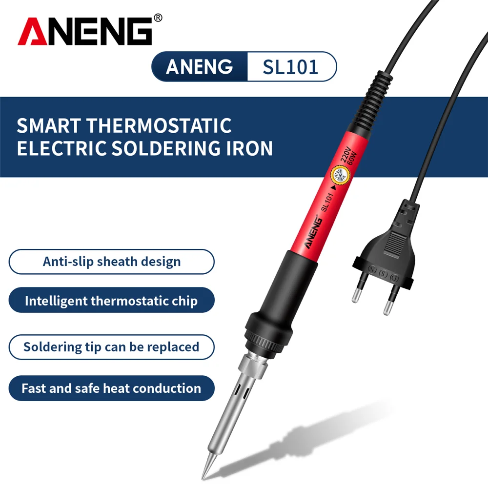 Aneng Sl101 60w Electric Soldering Iron Temperature Adjustable 220v 110v Welding Tool Ceramic