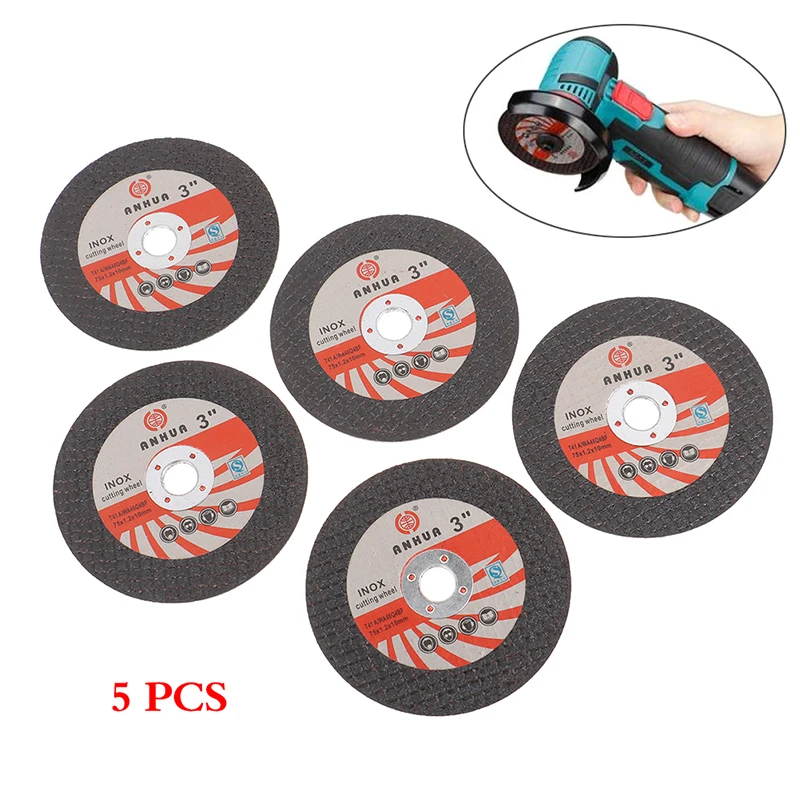 

5pcs Hole Mini Cutting Disc Circular Resin Grinding Wheel Sanding Disc 75mm For Grinder Steel Stone Cutting Angle Grinding Bit