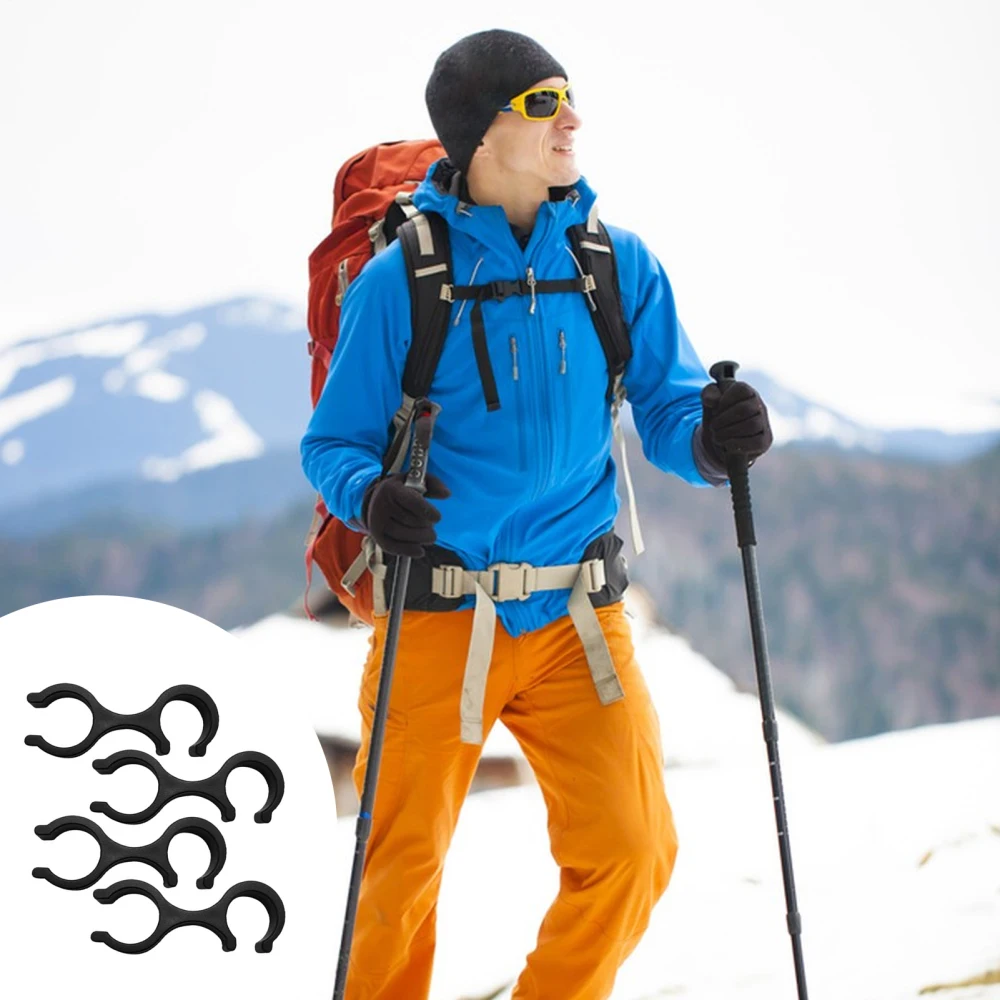 4 Stück Trekkingstock-Clips, MOLLEs-kompatibler Schnellverschluss, 8-förmiger Halter für Rucksäcke, Aufbewahrung von Wander- und Skistöcken – Detail 5