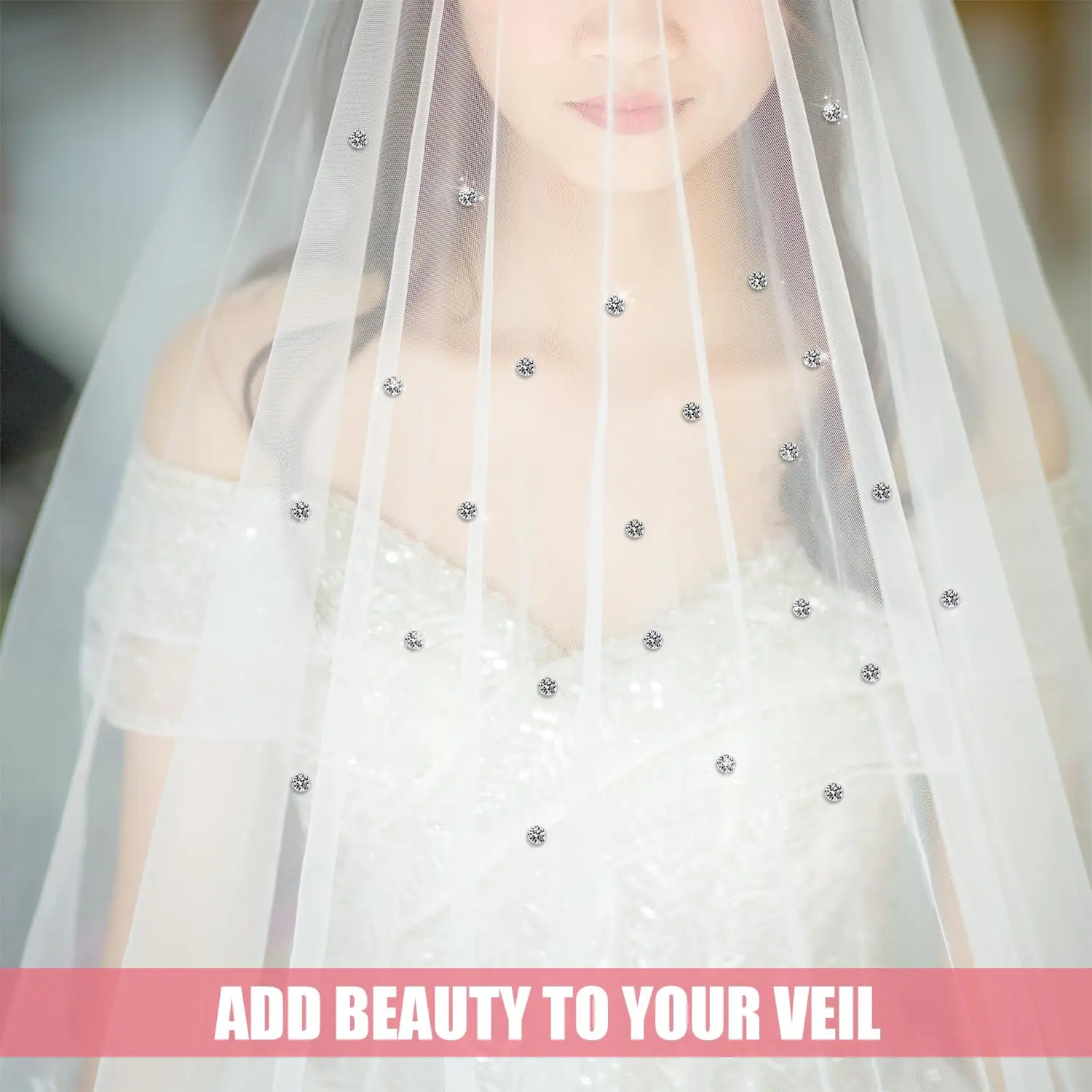 24pcs Veil Weights Wedding Magnetic Diamonds, Elegant Shiny Rhinestones Crystals Hijab Magnets for Dress Veil Accessories