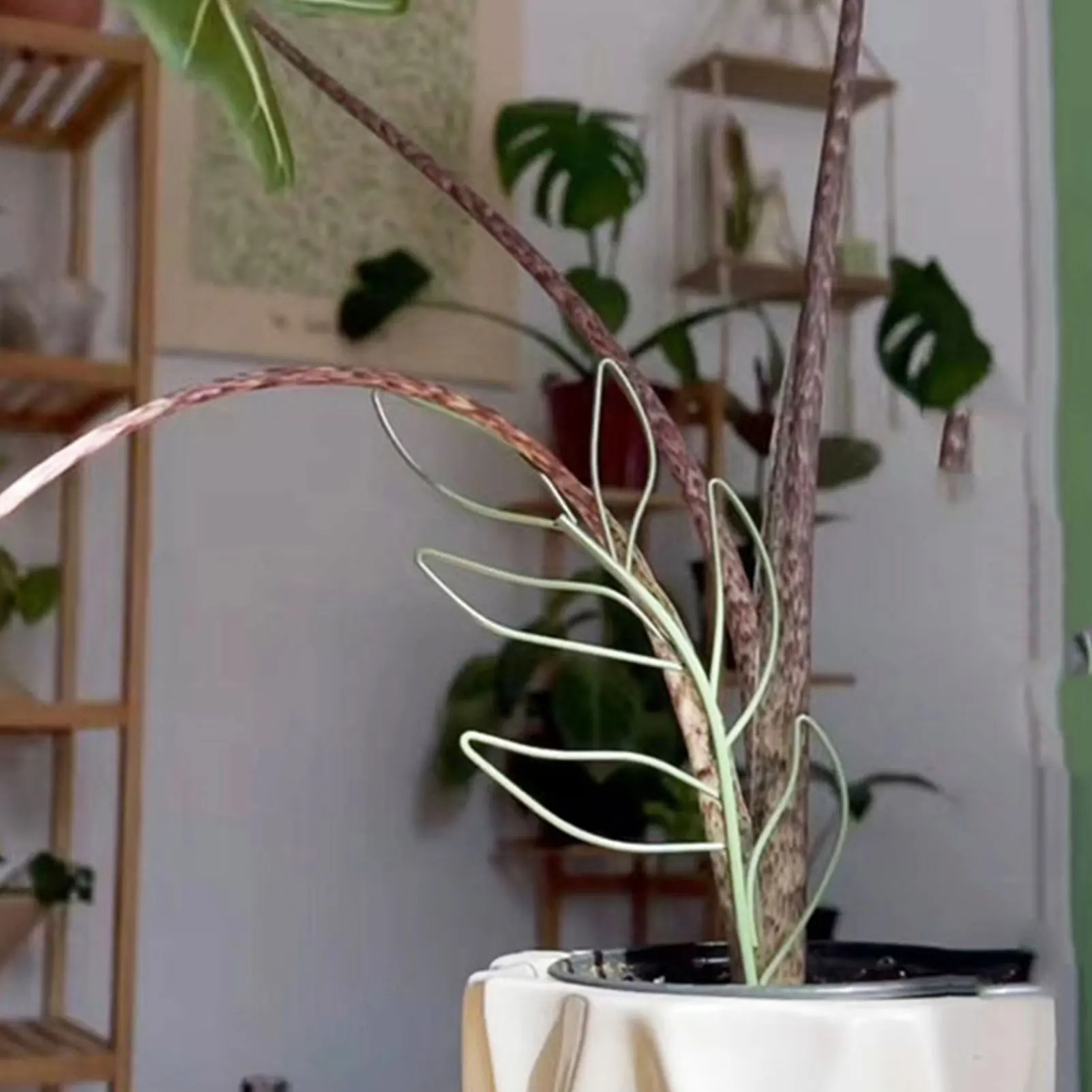 

Garden Plant Support Climbing Plants Vine Rack Leaf Shape Potted Bracket Fixing Rod Plant Rack Gardening Decor Flower Rack