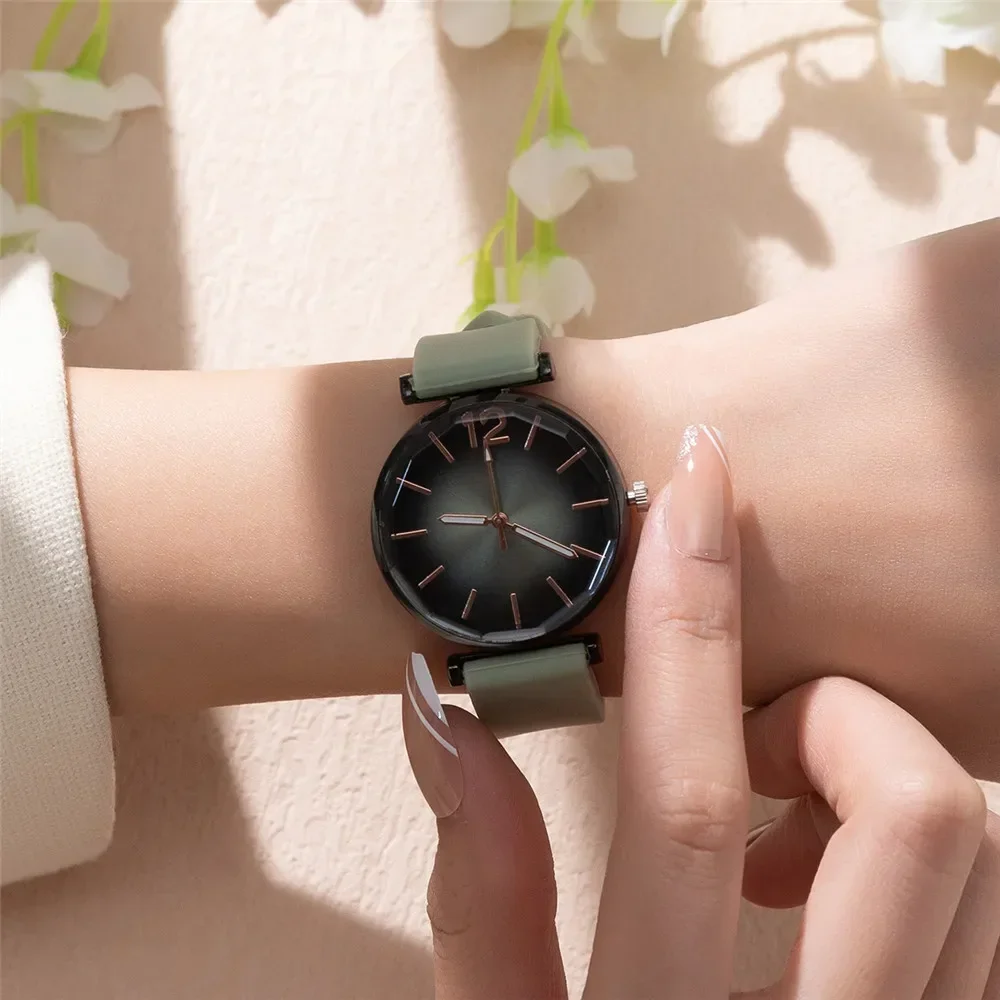 Reloj deportivo de cuarzo para mujer, cronógrafo sencillo con esfera negra, informal, correa de silicona verde, gran oferta, 2023