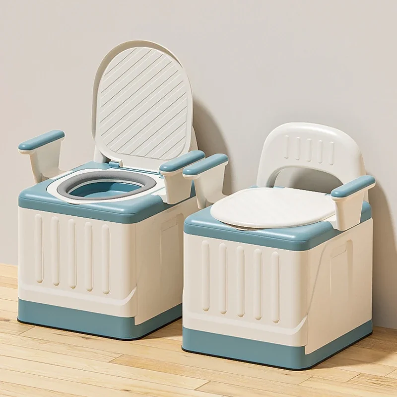 Elderly Mobile Commode Toilet, Foldable Adult Bedroom Odor Proof Portable Toilet Seat Bedside Toilet Chair for Disabled People 6