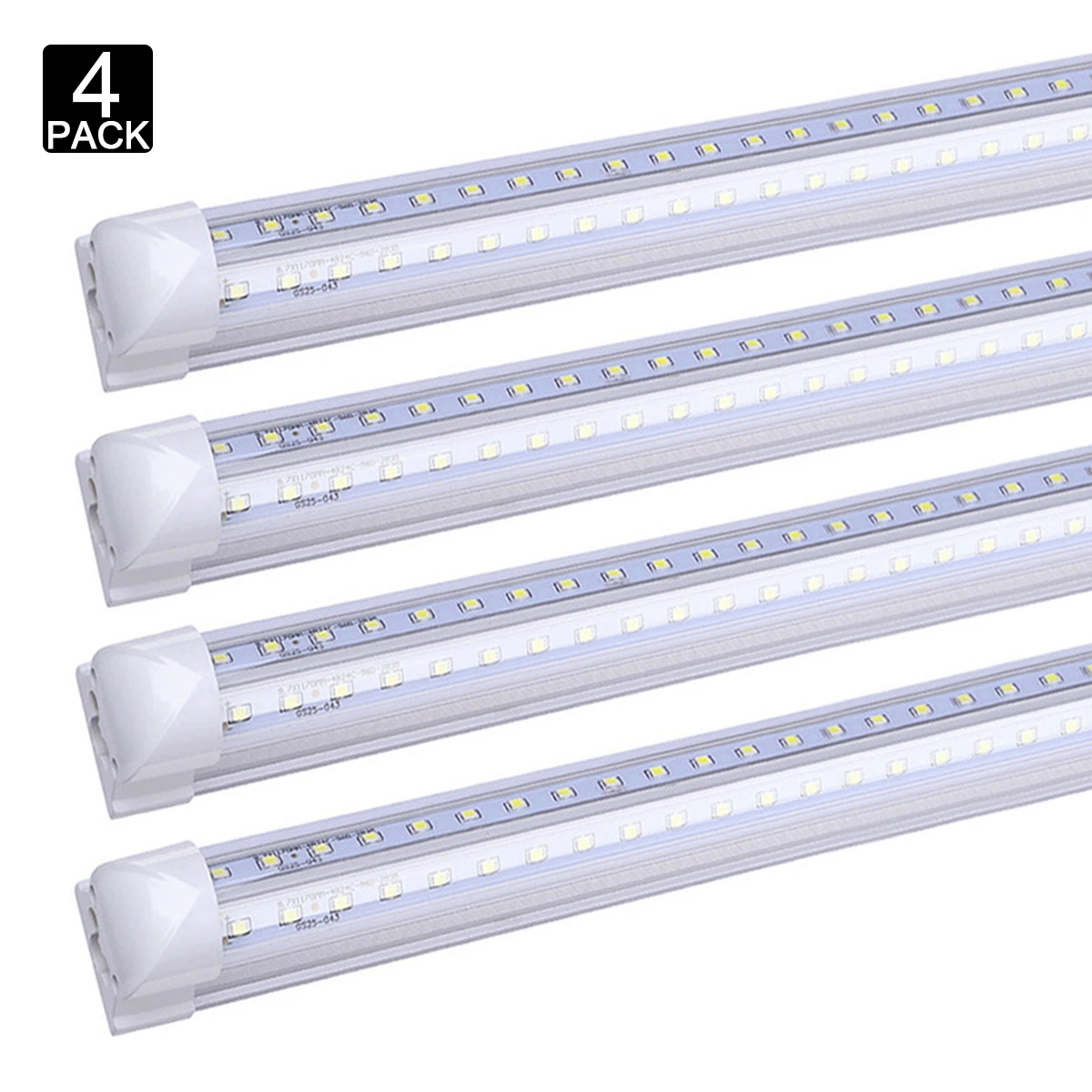 

4Pack T8 8FT Integrated Led Tube Light Bulbs 6000K Linkable 8FT 8' Led Shop Light Fixtures 85-277V 2.4M Led Strip Light 120V