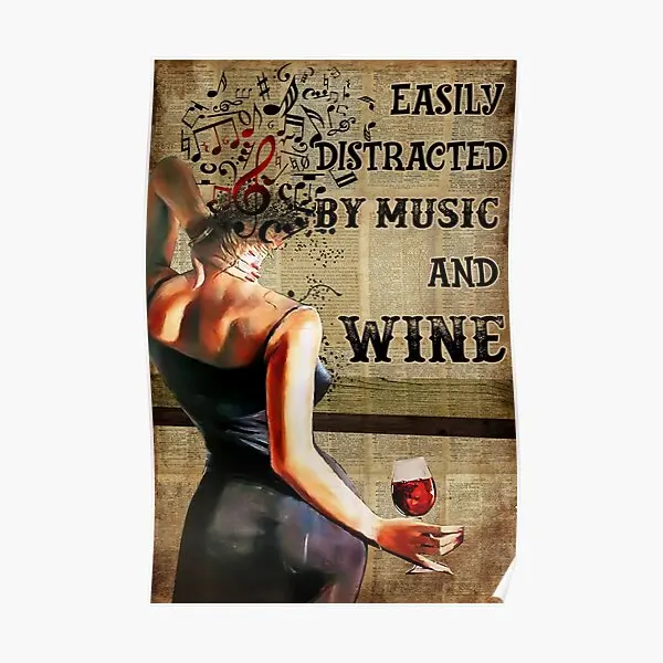 

Vintage Easily Distracted By Music And W Poster Funny Vintage Art Painting Decoration Modern Mural Home Wall Print No Frame