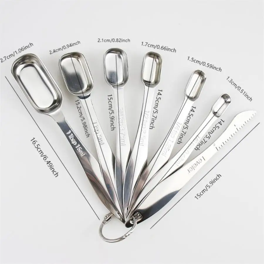 Kitchen Measuring Spoons Measuring Spoon Set Measuring Cup And Spoon Set Heavy Duty Measuring Spoons Set Stainless Steel, Metal Measuring Cups and Spoons Set for Dry or Liquid, Fits in Spice Jar