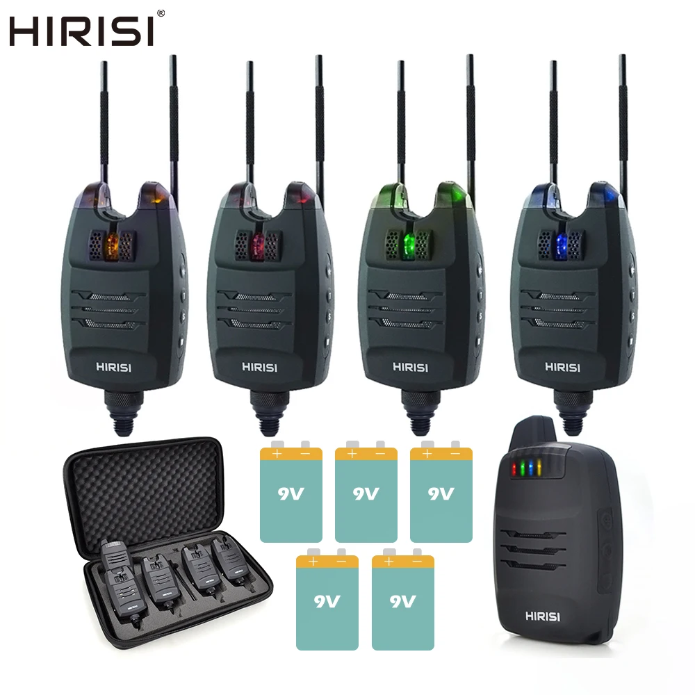 Kit alarme Hirisi B1228 1+4 sans fil pour carpe - Système électronique avec barre anti-accrochage