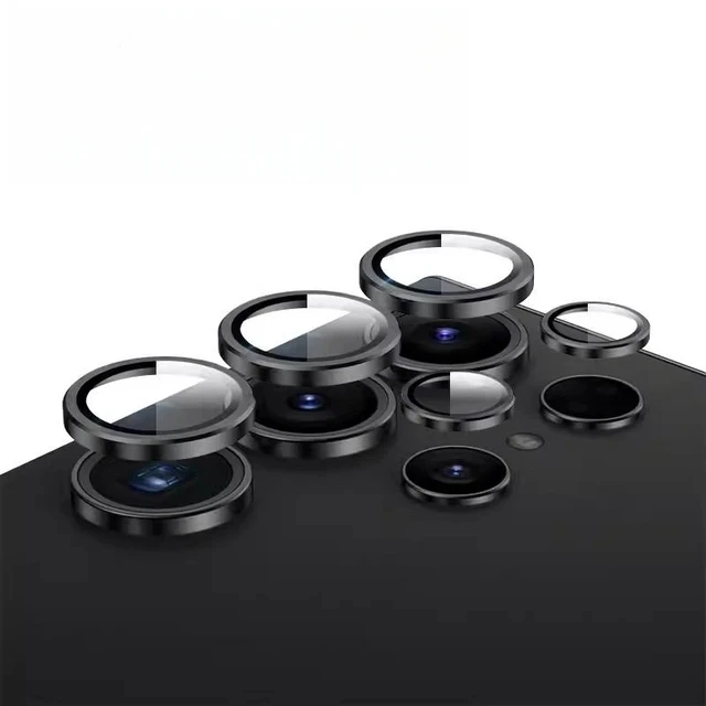 Premium Tempered Glass Camera Lens Protector with Metal Ring - Full Coverage