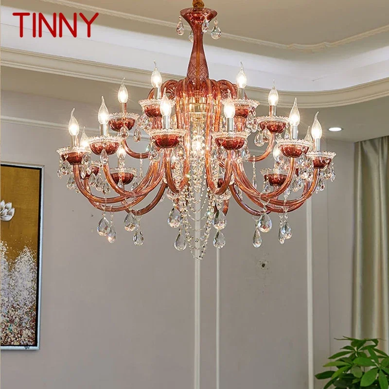 

TINNY Luxurious Style Crystal Pendant Lamp European Candle Lamp Art Living Room Restaurant Bedroom Villa Chandelier