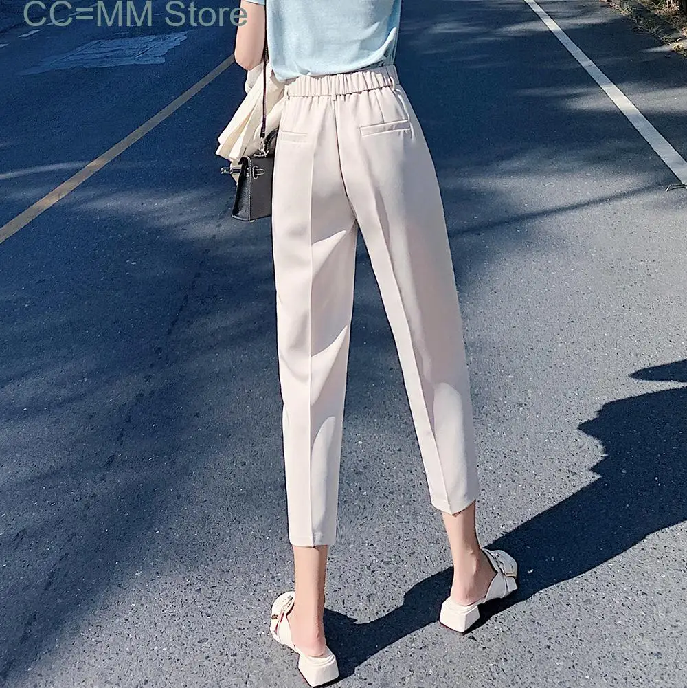 New Suit Pants Woman High Waist Pants Office Lady Harem Pants Women Trousers Black Beige Korean Fashion High Quality Capris
