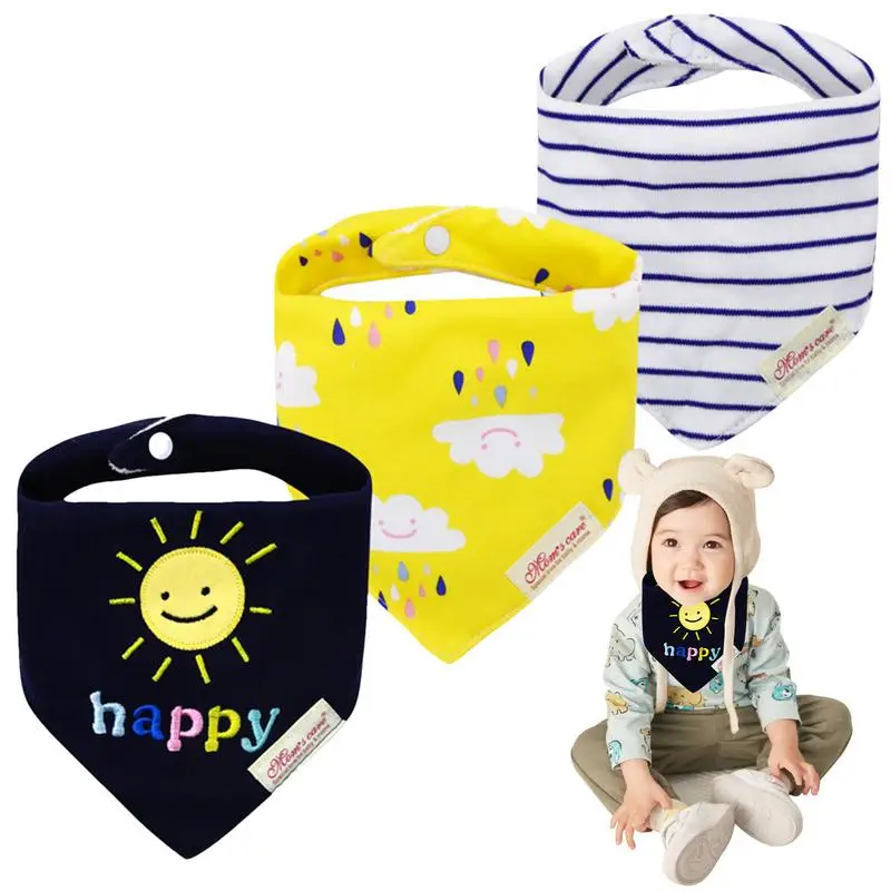 Newborn Bandanas 3pcs Adjustable Triangular Drool Bib For Toddler Drool Bib Feeder Bib Newborn & Toddler Feeding Supplies For 3pcs set printed cotton maternity nursing pajamas feeding sleepwear clothes for pregnant women spring pregnancy nightwear