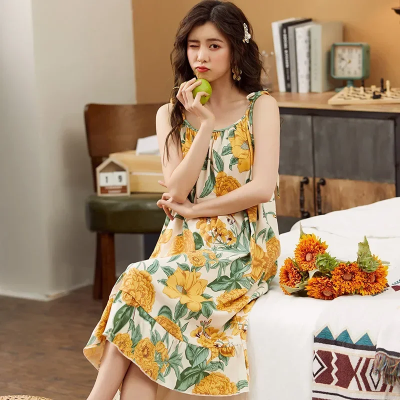2024 Summer Women's Pajamas Cotton Suspender Skirt Sexy Sleepwear Princess Style Comfortable Pajamas Plus Size Pajamas for Women