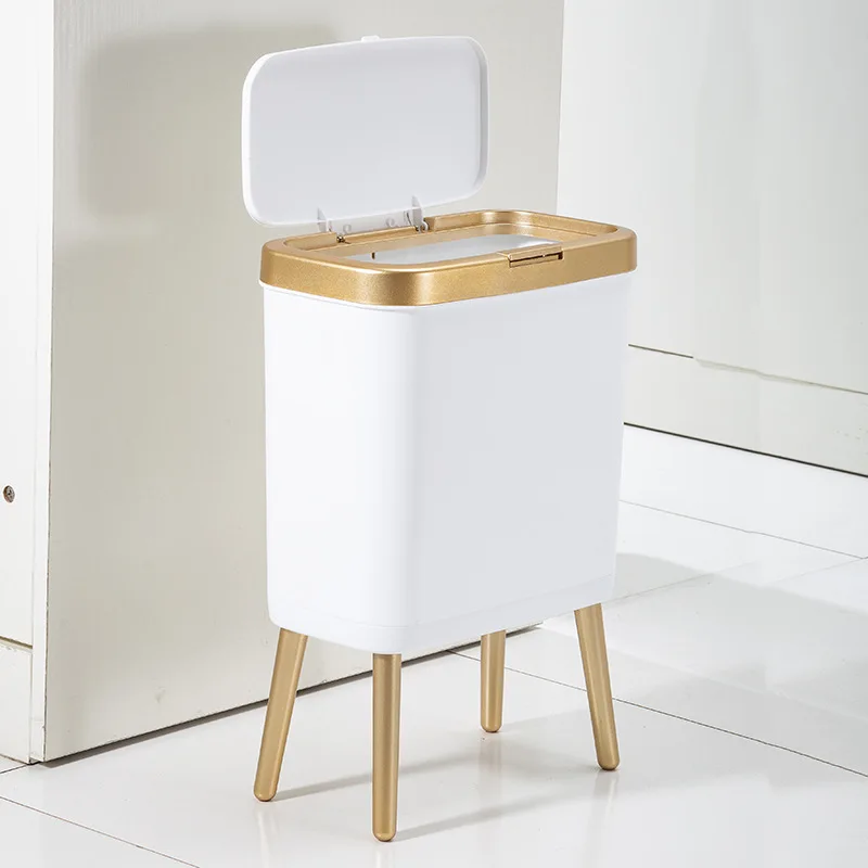 15L-Luxury-White-Gold-Trash-Can-Bathroom-Large-capacity-High-foot-Waste ...