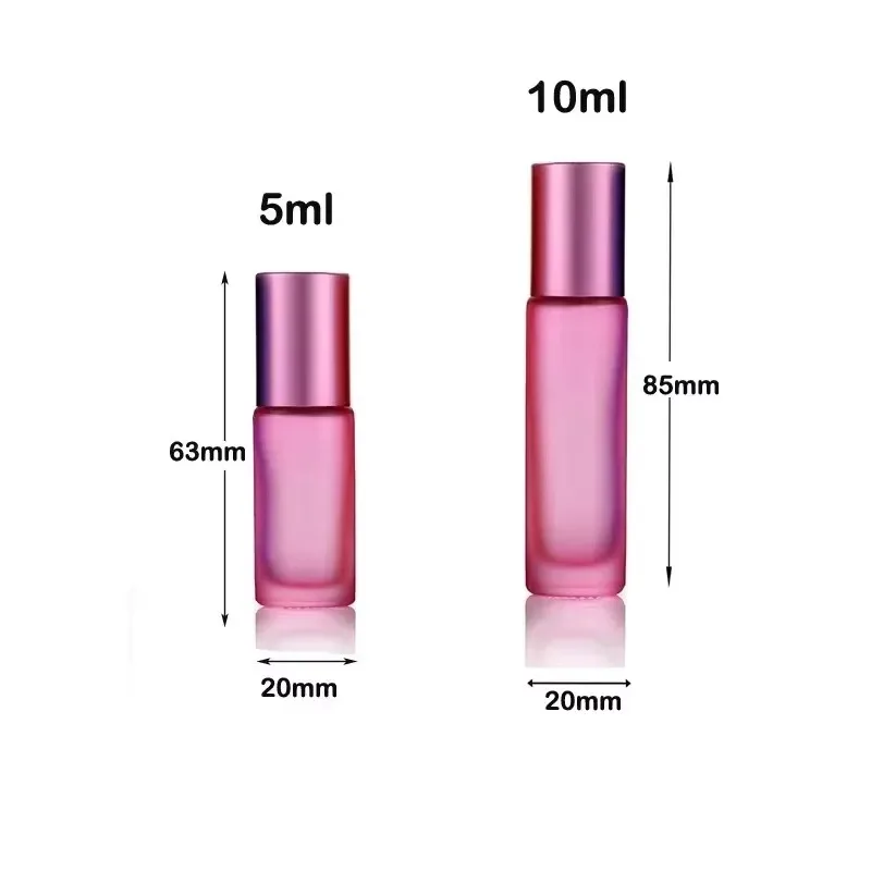 Frosted Glass Essential Oil Roller Bottle with Stainless Steel Ball - 5ml/10ml