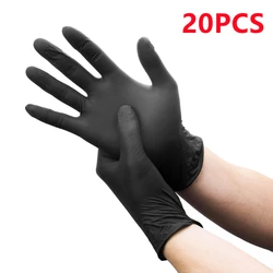 Black Nitrile Disposable Gloves - Latex-Free, Textured, Multi-Purpose Gloves for Home, Cooking, and Auto Use (Black 20PCS)