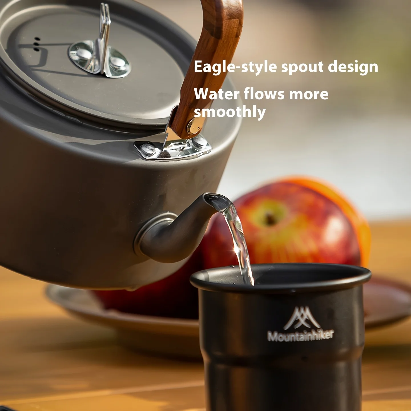Camping Tea Kettle – Portable Aluminum Alloy Kettle with Wooden Handle for Hiking & Outdoor Cooking 4