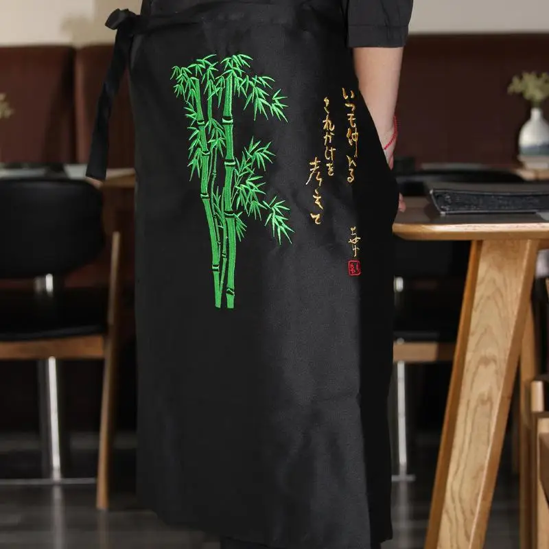 Japanese Apron Cuisine Half Body Waist Unisex Kitchen Chef Restaurant Waiter Work Clothes Embroidered Short Bottoms Uniform New Kitchen Apron Cooking Apron Chef Apron Hat Set