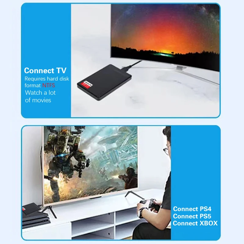 TWOCHI 2TB 1TB HDD 2.5" SATA USB3.0 External Hard Drive,500GB Portable Hard Disk HD Externo for PC PS4 PS5 XBOX360 TV