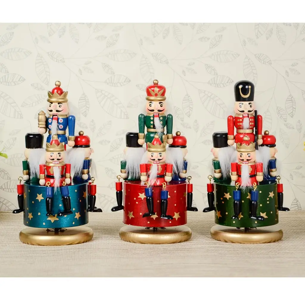 20/32cm Wooden Nutcracker Drummer King Soldier Kid Music Box Toy christmas