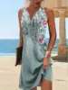 Women's Dresses Summer Fashion Stitching V Neck Loose  Bohemian Vacation Woman Basic sleeveless Vestidos 6