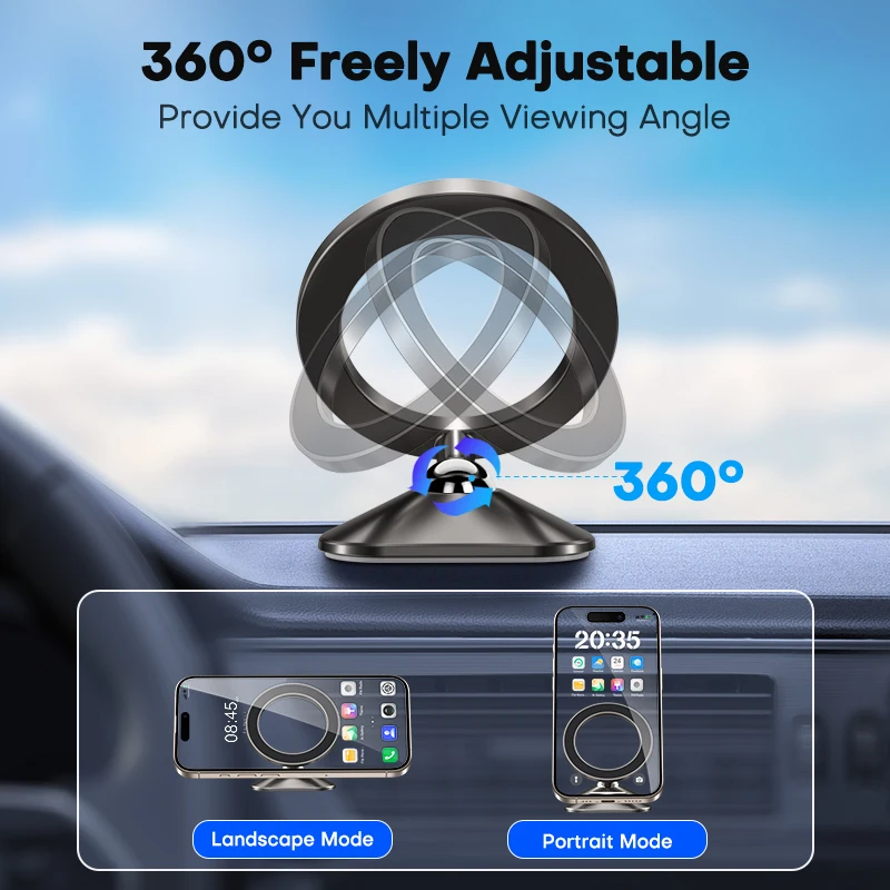 QOOVI حامل هاتف مغناطيسي للسيارة، حامل صغير للوحة القيادة، MagSafe متوافق مع iPhone وSamsung - Image 5