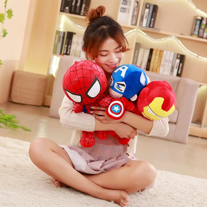 Big Size Cartoon Super Hero Plushies Captain America Spider Man Iron Man Doll Soft Stuffed Anime Plushies Birthday Gifts Kids