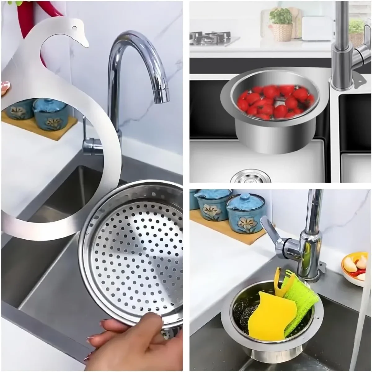 Stainless Steel Swan Sink Strainer Basket Faucet Hanging Corner Sink Filter Basket Kitchen Drain PH327 kitchen sink filter sink strainer sink filter kitchen sink strainer