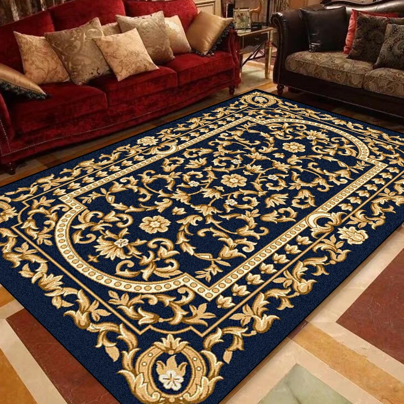 American Style Retro Persian Carpet Home Bedroom Luxury Decoration Non-slip Rugs Living Room Sofa Coffee Table Side Washable Mat 2