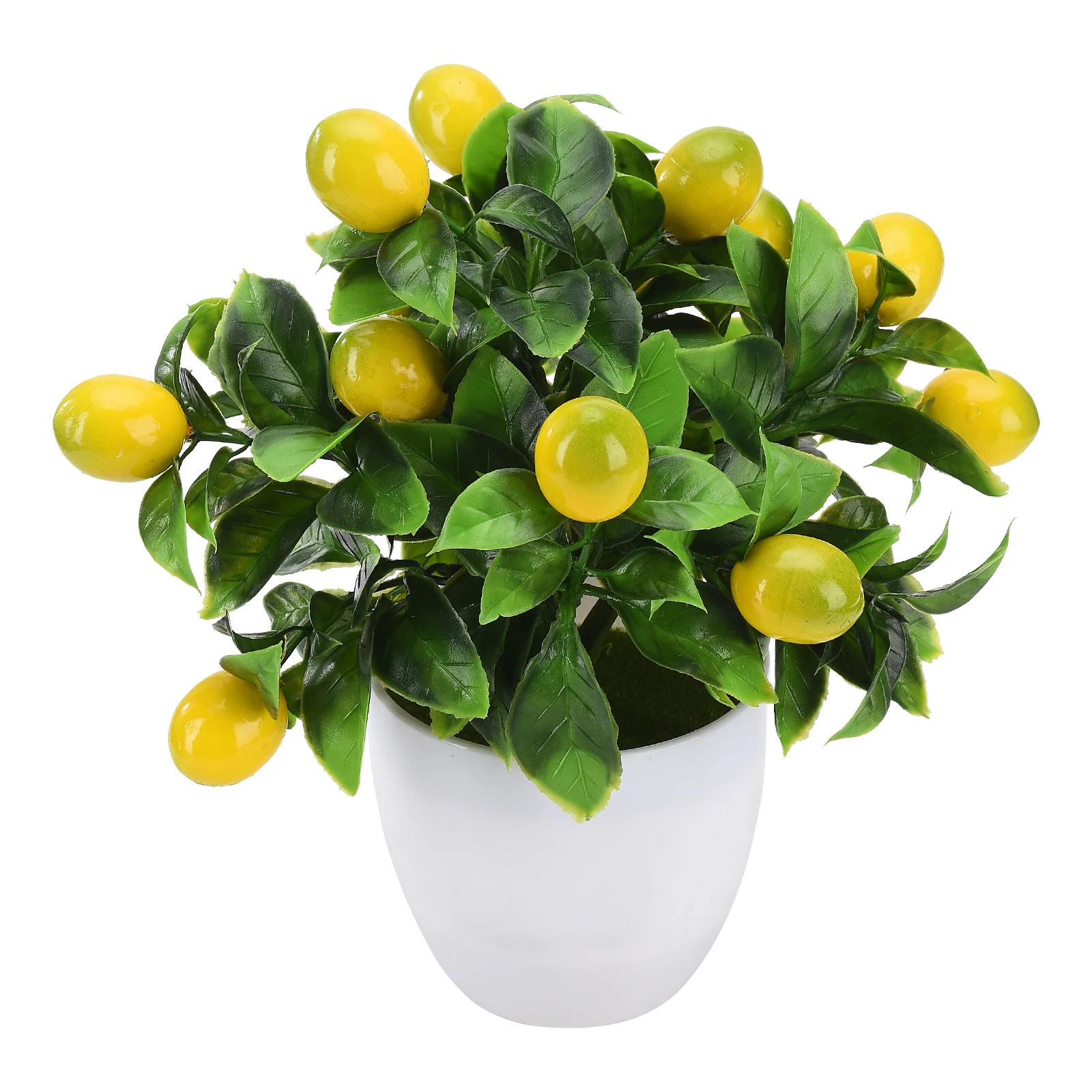 Artificial Plant Simulation Lemon Fruit Pot Planting Green Home Decoration Potted Fake Plants Desktop Ornament Lemon Tree Flower