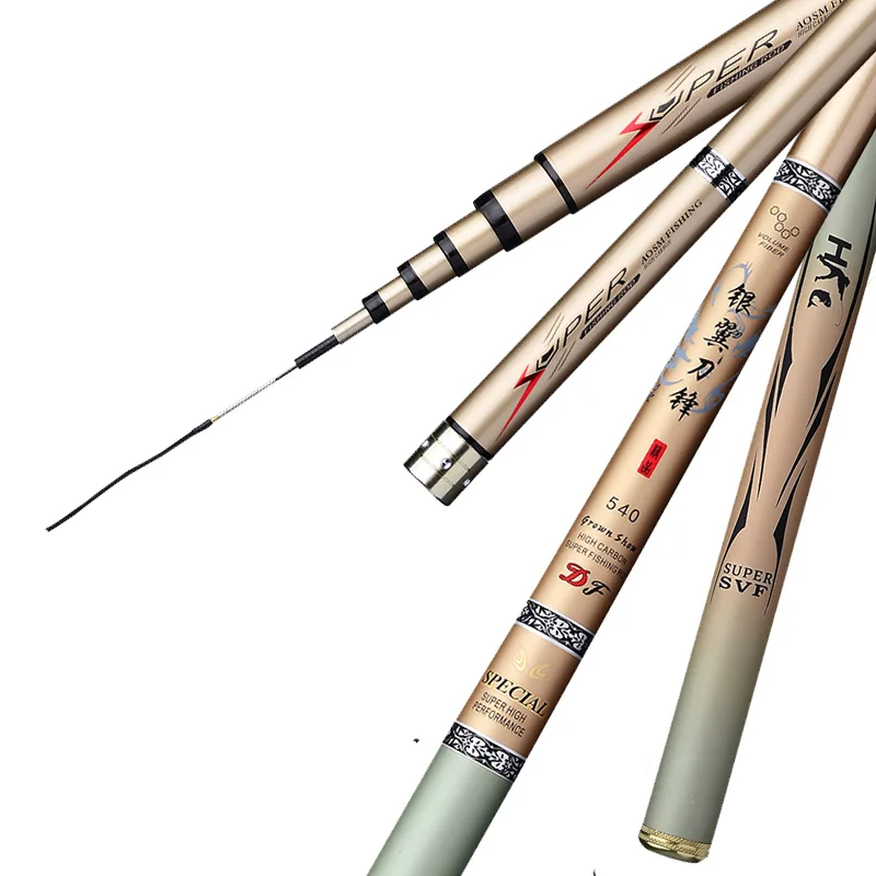 품질 슈퍼 라이트 하드 탄소 섬유 텔레스코픽 낚싯대 민물 핸드 폴 2.7/3.6/3.9/4.5/5.4/6.3/7/8/9/10M 스트림 폴
