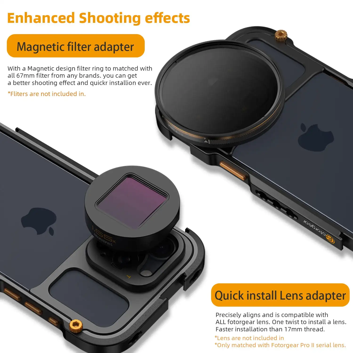 Fotorgear-磁気電話ビデオケージケース,デュアルハンドル,iphone