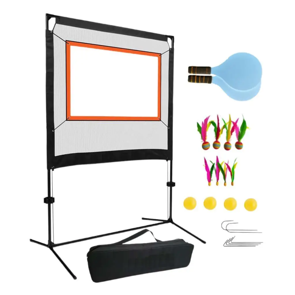 Badminton Net with Rackets with Stand Convenient Versatile with Shuttlecocks Sports Net for Games Court Outdoor Backyard Home