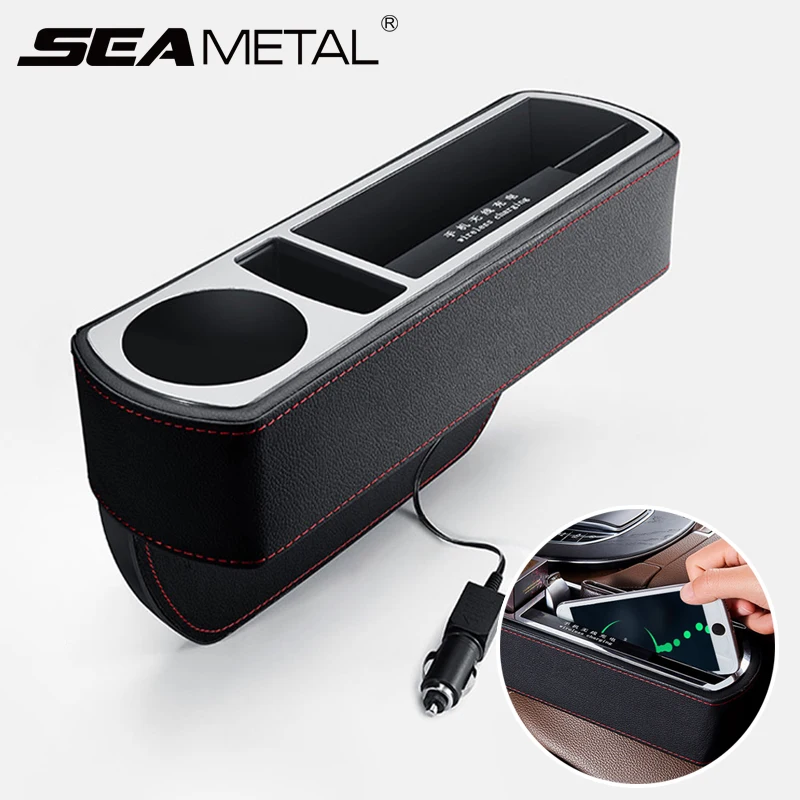Wireless Charging Car Storage Box with Cup Holder