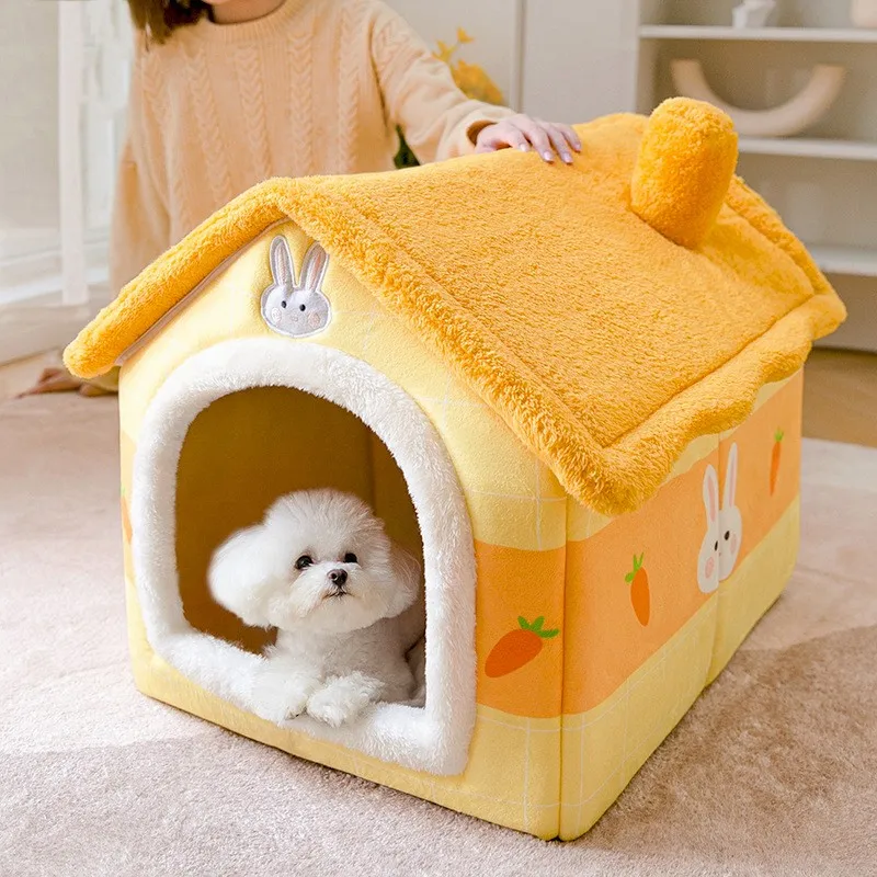 Cat Bed Bedroom Warm Cave Doghouse And Removable Cushions Soft Indoor Enclosed House Doghouse Cat Sofa Kitten Pet Supplies