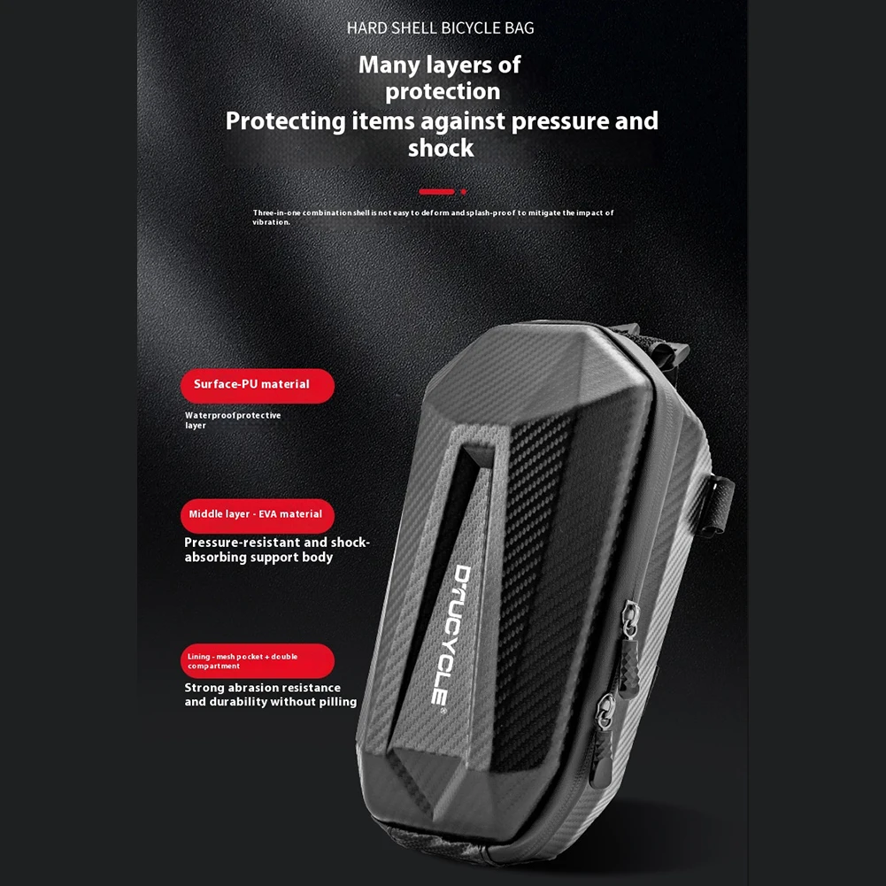 2/4L Bicycle Front Bag Electric Scooter Front Bag Waterproof Handlebar Bag Double Zipper Bicycle Storage Bag for Outdoor Cycling