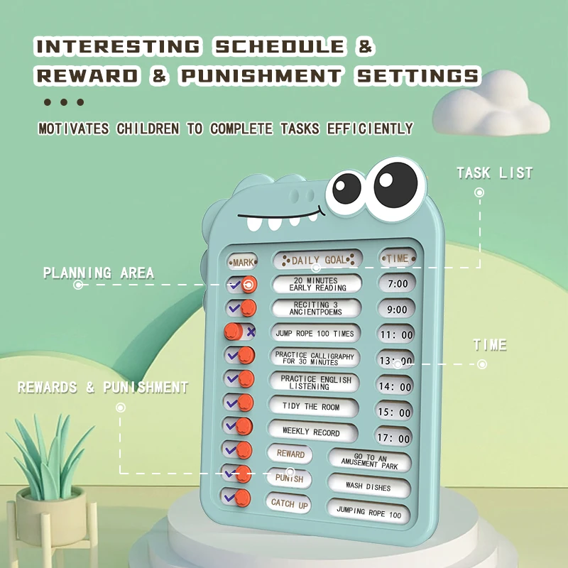 My Chores Checklist Caravan Chores Self-discipline Clock Board Caravan Refrigerator Memo Chart Note Message Board for Kids chore checklist card