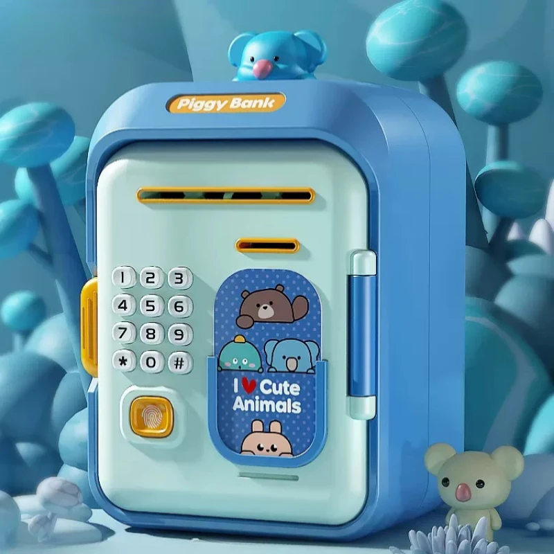 Electronic Piggy Bank Money MINI ATM Saving Box Password Simulated Fingerprint Money Bank for Cash Coins Kids Birthday Gifts