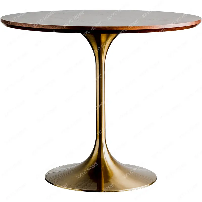 

Роскошный домашний обеденный стол Nordic светильник, круглый маленький дизайнерский обеденный стол из массива дерева для квартиры в стиле тюльпан, круглый стол для кофейни