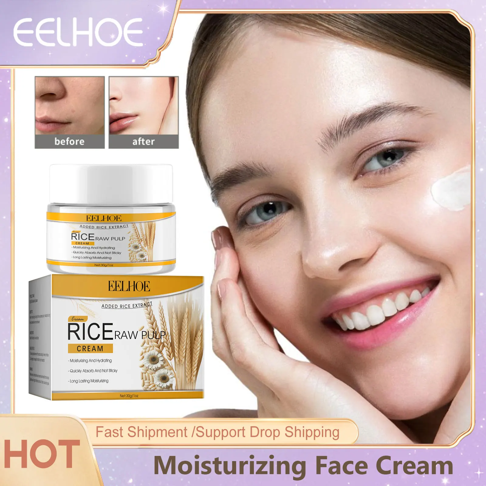 

White Rice Moisturizing Face Cream Anti Aging Wrinkle Remove Fine Lines Improve Dull Whiten Firming Facial Skin Nourishing Cream