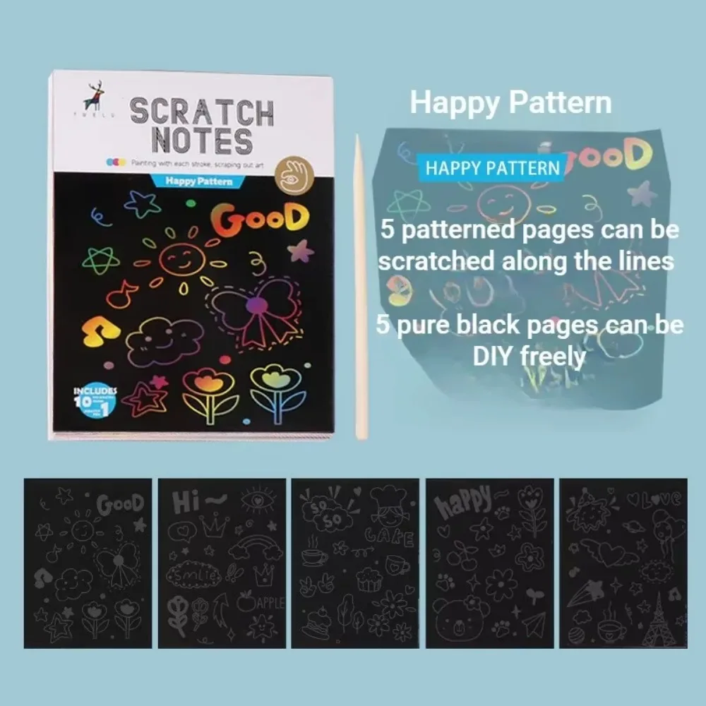 Montessori Educational Toys Rainbow Magic Scratch Book Paper Set for Kids Toys Scraping Painting Graffiti Book Kid Arts Playset