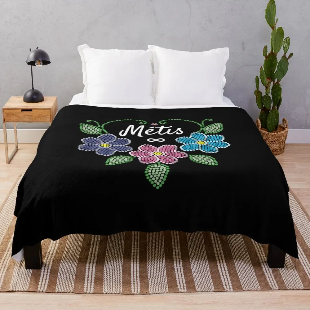 

Metis beaded flowers Throw Blanket Quilt Blanket sofa bed
