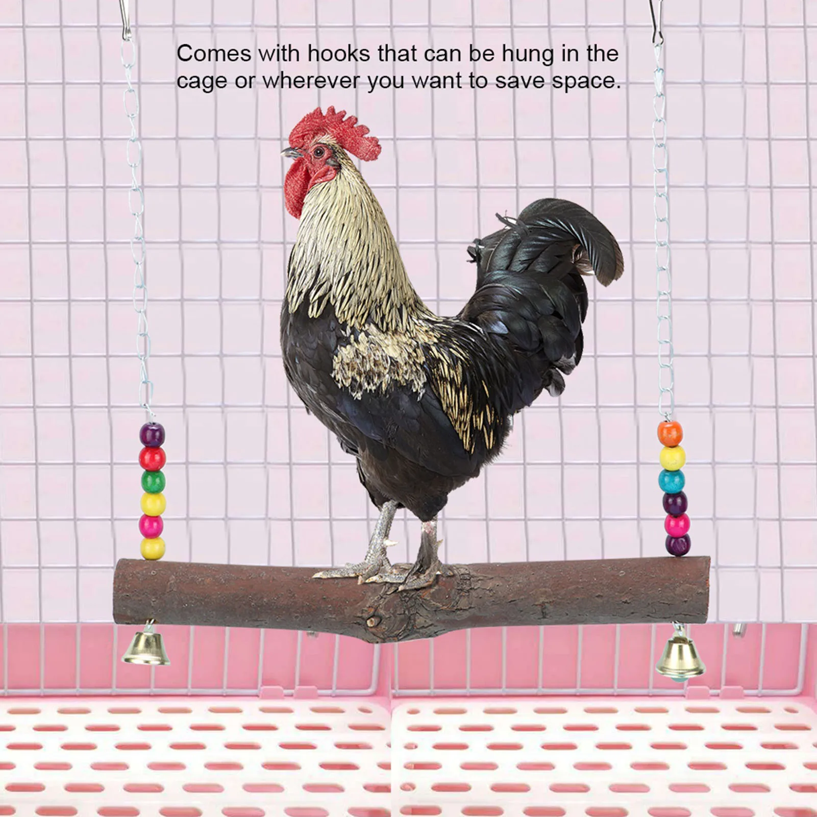Natural Wood Handmade Pet Chicken Cage Hanging Swing Toy For Hens Cock Macaw Chew Training Toys Supplies Chicken Swing