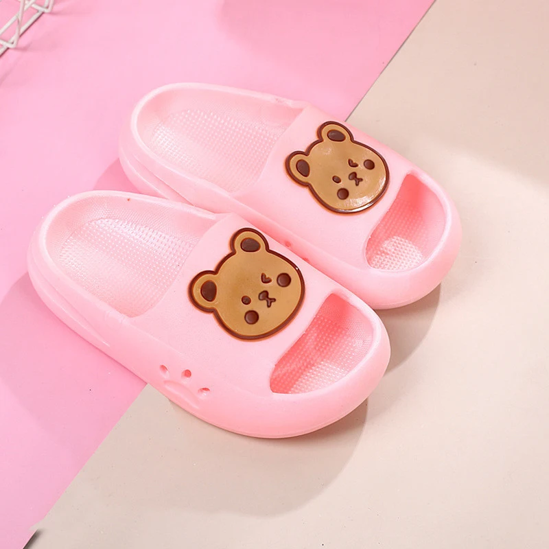 extra wide children's shoes Cartoon Cute Bear Infant Slippers for Boy Girl Summer Kid Beach Shoes Baby Home Bathroom Soft Indoor Flip Flops Children Sandals child shoes girl Children's Shoes