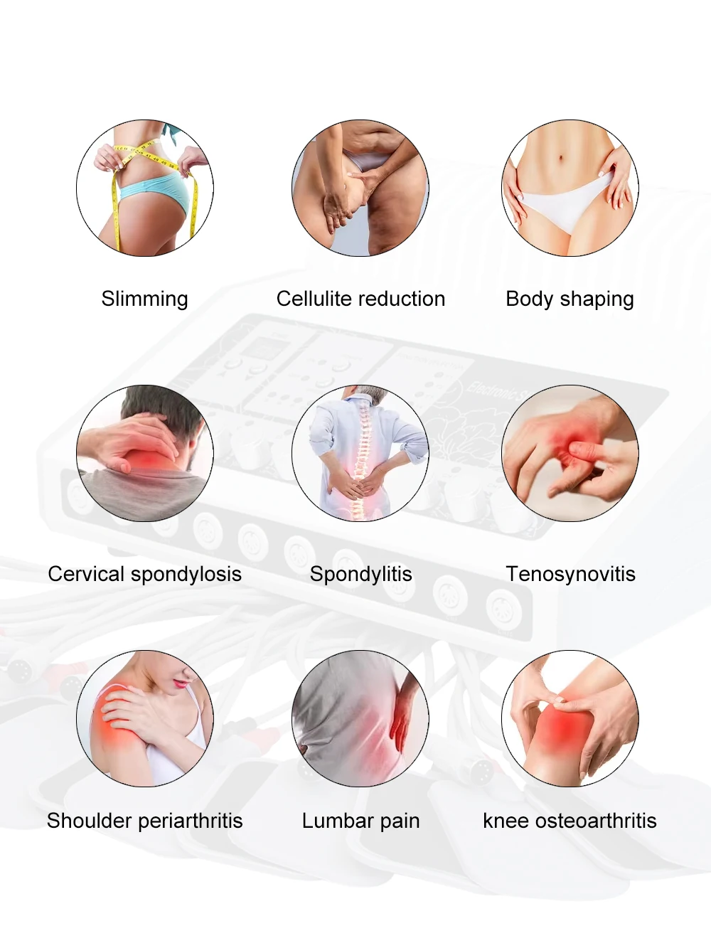 Elektrischer Muskelstimulator, Massagegerät, Elektrostimulation, Gewichtsverlust, Maschine, russische Wellen, 4-in-1, privates Straffungsgerät für Schönheit – Detail 2