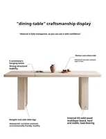 Ensemble de salle à manger rétro mi-siècle en travertin sur mesure toutes tailles, chaises rembourrées en bois massif, mobilier de salle à manger familial robuste 2